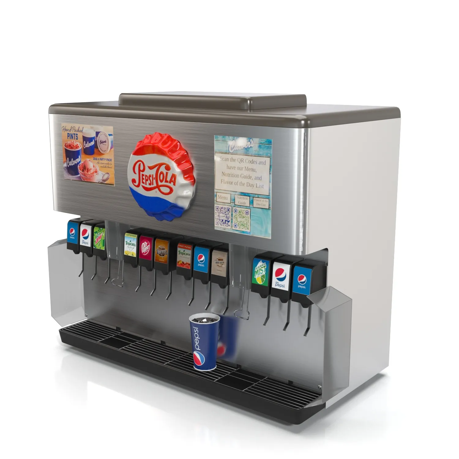 Pepsi Fountain Refresh 12 Beverages Dispenser 3D Model_06
